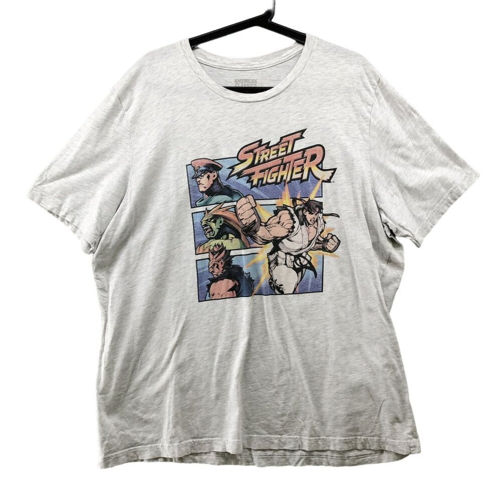 Street Fighter Graphic T Shirt Size 2XL Mens White Short Sleeve Retro Crewneck